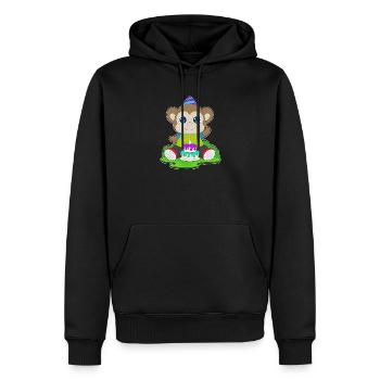 Gâteau d’anniversaire singe - Sweat à capuche Premium bio Homme - noir - Devant - Nico (187cm)