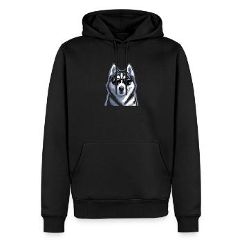 Husky - Männer Premium Bio Hoodie - Schwarz - Vorne - Nico (187cm)