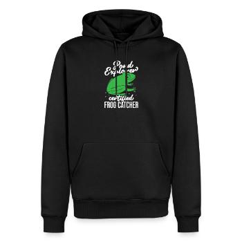 Frog Catcher Pond Explorer Certified Frog - Männer Premium Bio Hoodie - Schwarz - Vorne - Nico (187cm)