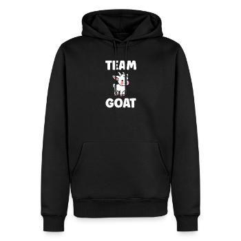 GOAT-Ziegen-Maskottchen-Team - Männer Premium Bio Hoodie - Schwarz - Vorne - Nico (187cm)