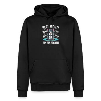 Nerv nicht bin am Zocken Gamer Katze Design - Männer Premium Bio Hoodie - Schwarz - Vorne - Nico (187cm)