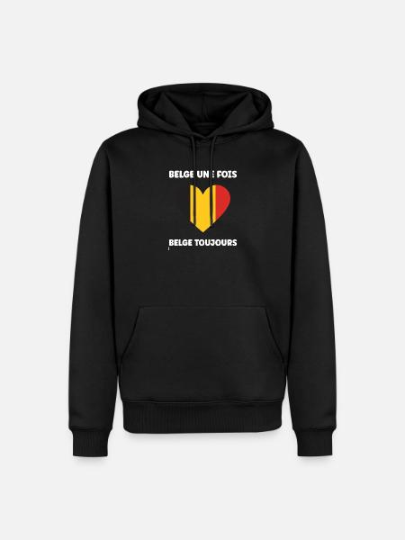 Belgische Herz-Trikolore - Männer Premium Bio Hoodie - Schwarz