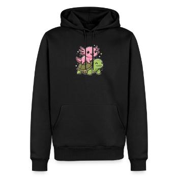 Axolotl und Schildkröte - Männer Premium Bio Hoodie - Schwarz - Vorne - Nico (187cm)
