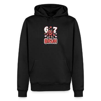 Lustige 67 Bruh Meme Valentinstagsherz für Jungen - Männer Premium Bio Hoodie - Schwarz - Vorne - Nico (187cm)