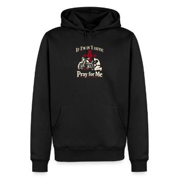 Humour de la circulation à moto, Le Conducteur - Sweat à capuche Premium bio Homme - noir - Devant - Nico (187cm)