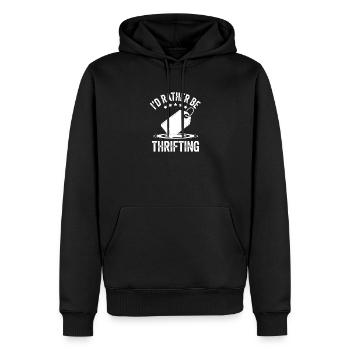 Je préfère faire de la friperie - Sweat à capuche Premium bio Homme - noir - Devant - Nico (187cm)