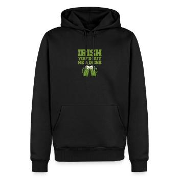 Irisch Du würdest mir einen Drink ausgeben - Männer Premium Bio Hoodie - Schwarz - Vorne - Nico (187cm)