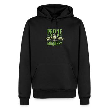 Sujet aux bêtises et aux bêtises - Sweat à capuche Premium bio Homme - noir - Devant - Nico (187cm)