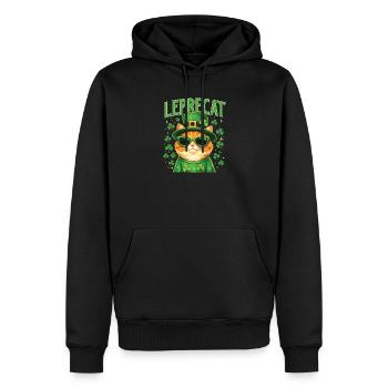 Leprecat St Patrick’s Irish Lucky Cat - Sweat à capuche Premium bio Homme - noir - Devant - Nico (187cm)