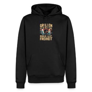  Grillen Ist Mein Ritual Rauch Glut Freiheit BBQ - Männer Premium Bio Hoodie - Schwarz - Vorne - Nico (187cm)
