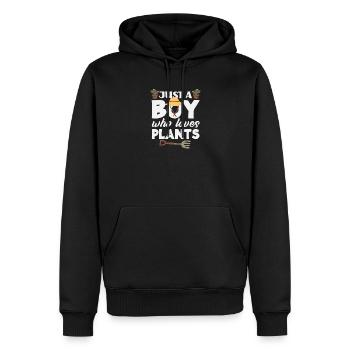 Juste un garçon qui aime les plantes amoureux des plantes - Sweat à capuche Premium bio Homme - noir - Devant - Nico (187cm)