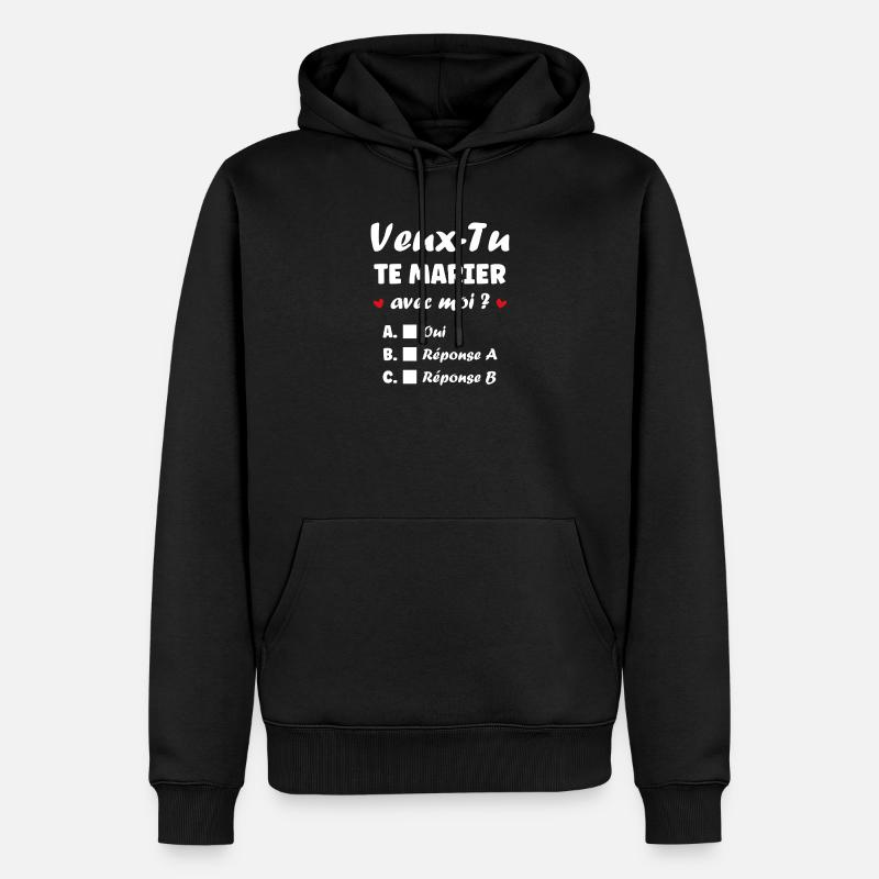 Interaktiver Heiratsantrag - Männer Premium Bio Hoodie - Schwarz