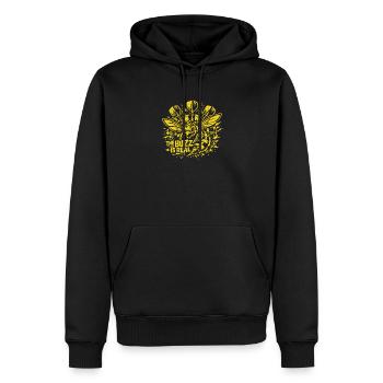Ally Pally | Le buzz est réel - Tournoi de fléchettes - Sweat à capuche Premium bio Homme - noir - Devant - Nico (187cm)