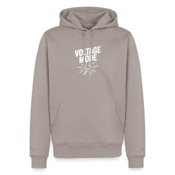 Voltage Mode - Men’s Premium Organic Hoodie - taupe - Front - Nico (187cm)