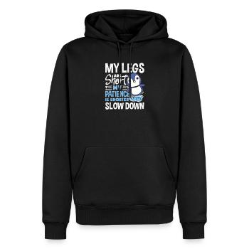 Warte Auf Mich, Ich Habe Kleine Beine - Männer Premium Bio Hoodie - Schwarz - Vorne - Nico (187cm)