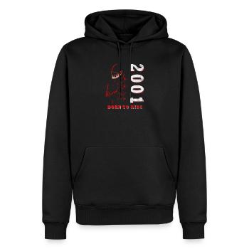 25e anniversaire motard motard 2001 - Sweat à capuche Premium bio Homme - noir - Devant - Nico (187cm)