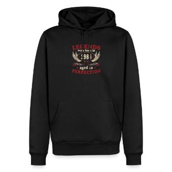 Légende 1986 Anniversaire Année de naissance 1986 Hommes - Sweat à capuche Premium bio Homme - noir - Devant - Nico (187cm)