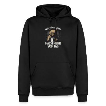 Bär - Wer früh aufsteht hasst mehr vom Tag - Männer Premium Bio Hoodie - Schwarz - Vorne - Nico (187cm)
