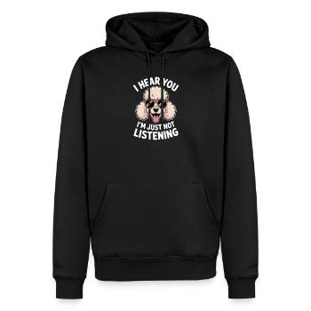 Paroles de caniche Caniche Cadeau drôle de caniche - Sweat à capuche Premium bio Homme - noir - Devant - Nico (187cm)