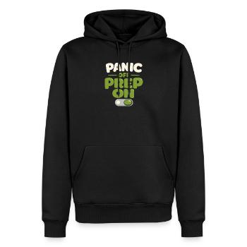 Le calme l’emporte sur la panique, le mode de vie, - Sweat à capuche Premium bio Homme - noir - Devant - Nico (187cm)