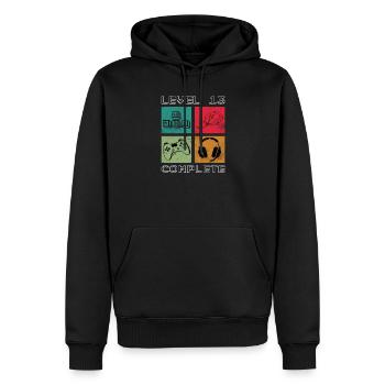 Level 13 abgeschlossen - Männer Premium Bio Hoodie - Schwarz - Vorne - Nico (187cm)