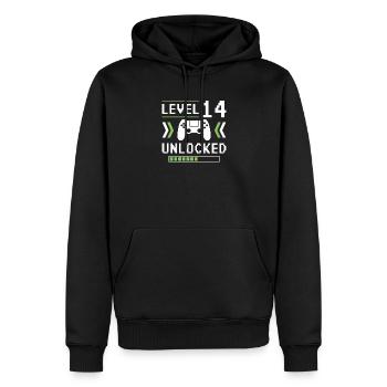 14e anniversaire Jeune Gamer Niveau 14 ans - Sweat à capuche Premium bio Homme - noir - Devant - Nico (187cm)