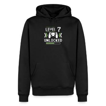 Level 7 freigeschaltet - Männer Premium Bio Hoodie - Schwarz - Vorne - Nico (187cm)