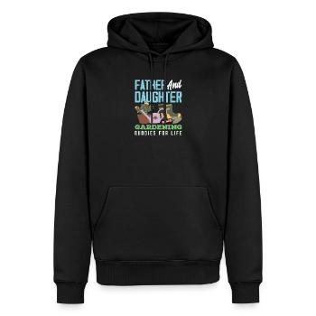 Jardin de jardinage père-fille - Sweat à capuche Premium bio Homme - noir - Devant - Nico (187cm)