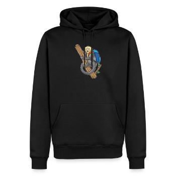 Affe Wanderer Rucksack Wandern - Männer Premium Bio Hoodie - Schwarz - Vorne - Nico (187cm)