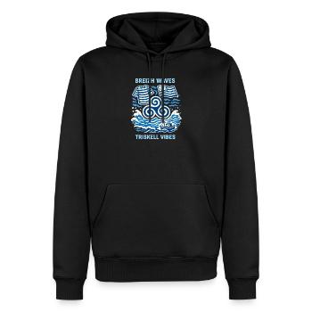 Waves Breizh Triskel Vibes Tee - Men’s Premium Organic Hoodie - black - Front - Nico (187cm)