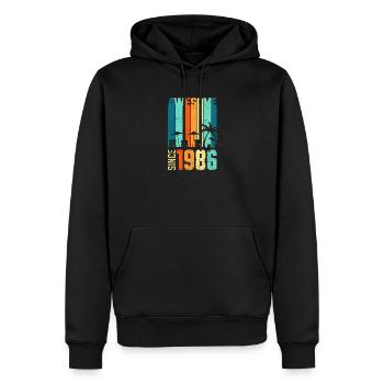 Vintage Tropical Skyline Since 1986 - Men’s Premium Organic Hoodie - black - Front - Nico (187cm)