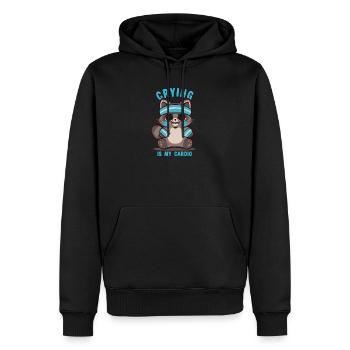 Weinen ist mein Cardio-Waschbär - Männer Premium Bio Hoodie - Schwarz - Vorne - Nico (187cm)