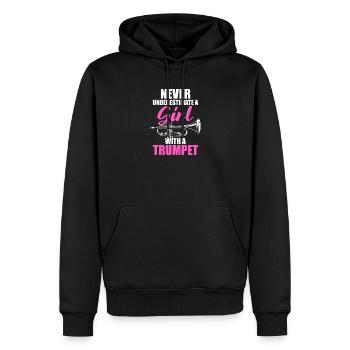 Une fille avec un trompettiste - Sweat à capuche Premium bio Homme - noir - Devant - Nico (187cm)
