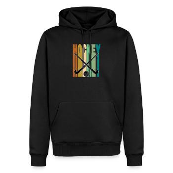 Hockey sur gazon rétro vintage - Sweat à capuche Premium bio Homme - noir - Devant - Nico (187cm)