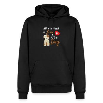 Tout ce dont vous avez besoin, c’est d’amour et d’une citation pour un chien mignon et un animal de compagnie - Sweat à capuche Premium bio Homme - noir - Devant - Nico (187cm)