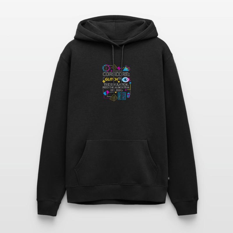 Corecore Glitch Simulation Algorithm Collage Männer Premium Bio Hoodie