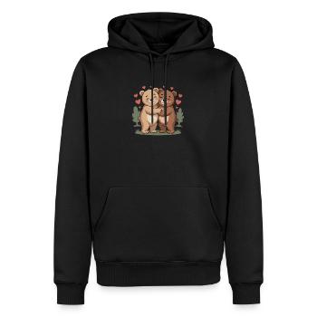 Cœur de couple d’ours - Sweat à capuche Premium bio Homme - noir - Devant - Nico (187cm)