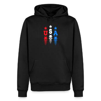 USA Star Monogram United States Of America  - Men’s Premium Organic Hoodie - black - Front - Nico (187cm)