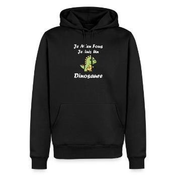 Tender Dino: I'm a Dinosaur - Men’s Premium Organic Hoodie - black - Front - Nico (187cm)