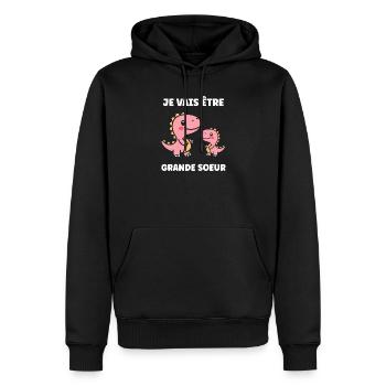 Je vais être grande sœur - Sweat à capuche Premium bio Homme - noir - Devant - Nico (187cm)