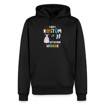 Mein Kostüm ist in der Wäsche – Lustiges Karneval  - Männer Premium Bio Hoodie - Schwarz - Vorne - Nico (187cm)