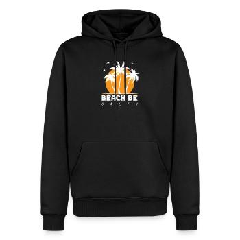 Plage Palmiers salés Coucher de soleil - Sweat à capuche Premium bio Homme - noir - Devant - Nico (187cm)