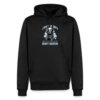 Funny Honey Badger - Männer Premium Bio Hoodie - Schwarz - Vorne - Nico (187cm)
