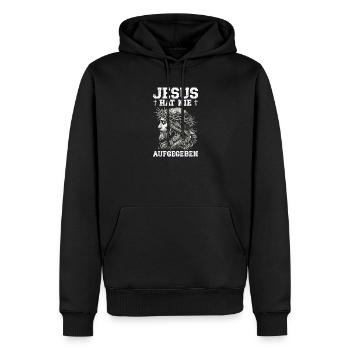 Jesus Hat Nie Aufgegeben Christlich Kirche - Männer Premium Bio Hoodie - Schwarz - Vorne - Nico (187cm)