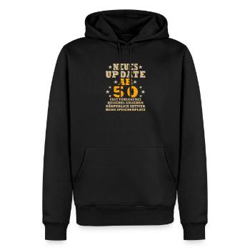 Neues Update ab 50 Retro-Design - Männer Premium Bio Hoodie - Schwarz - Vorne - Nico (187cm)