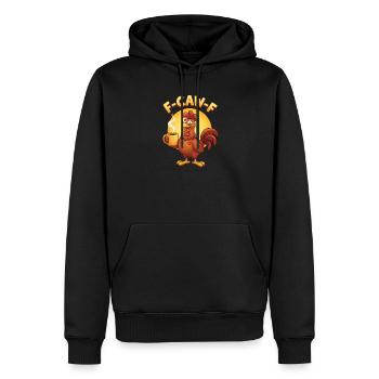 F Caw F Coffee Chicken - Men’s Premium Organic Hoodie - black - Front - Nico (187cm)
