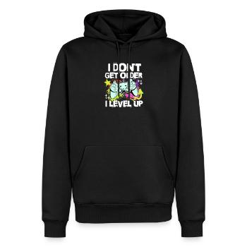 Ich Level Up statt älter zu werd– Controller Motiv - Männer Premium Bio Hoodie - Schwarz - Vorne - Nico (187cm)