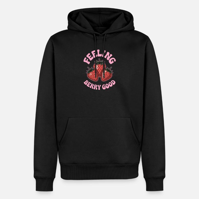 Erdbeeren Sprüche Lustiges Erdbeeren Geschenk - Männer Premium Bio Hoodie - Schwarz