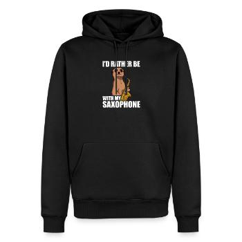 Je préfère être avec mon saxophoniste - Sweat à capuche Premium bio Homme - noir - Devant - Nico (187cm)