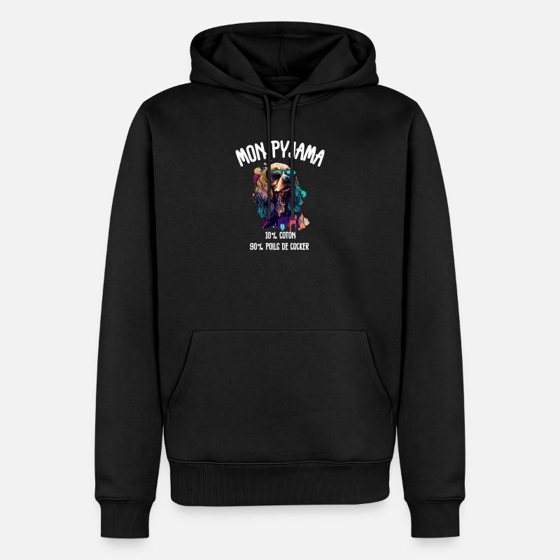Pyjama Chien Cocker Drôle - Sweat à capuche Premium bio Homme - noir